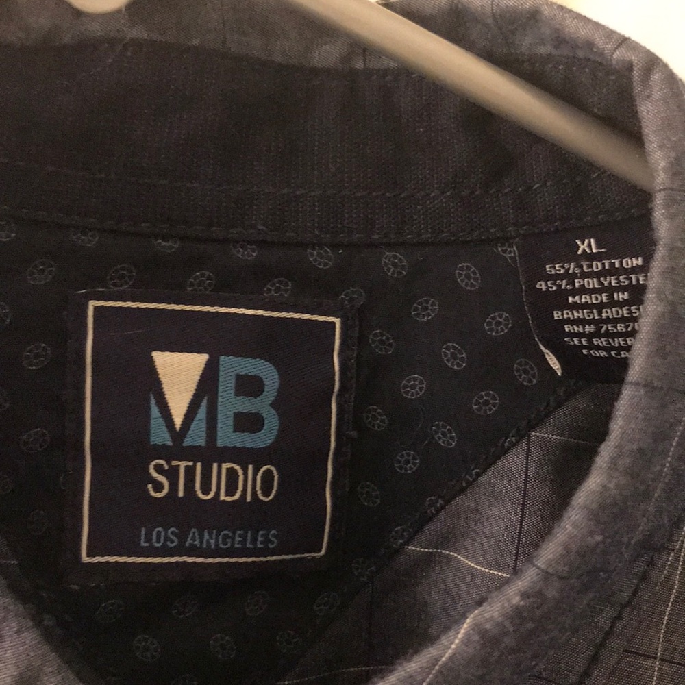 Navy Checkered Button Down - Picture 2 of 3